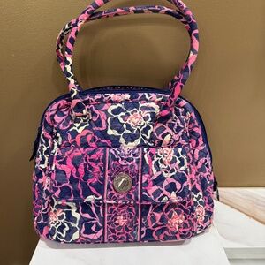 Vera Bradley Turnlock Satchel, Katalina Pink (identified),  matching makeup bag